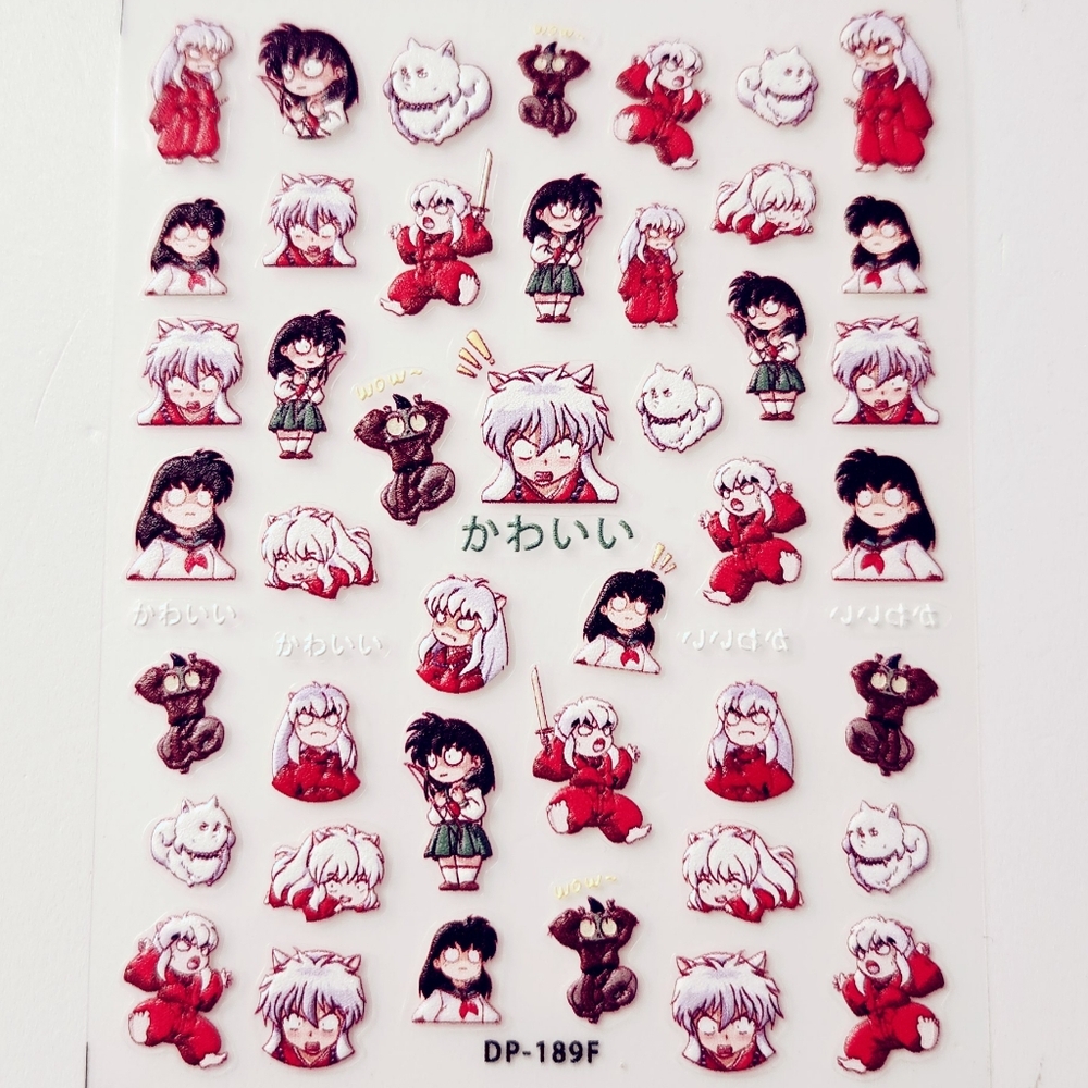 ⭐4/$15 Inuyasha 5D Embossed Nail Art Stickers